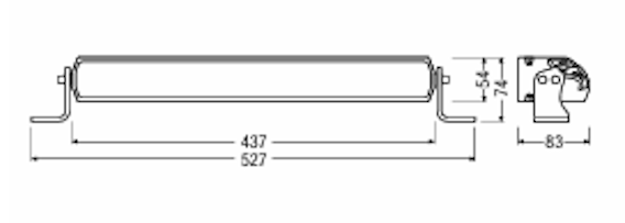 Abmessung von XRE LED Bar-fx500 Spot LED BAR  (152 mm - 63mm Höhe - 62mm Tiefe) LED Bar Zusatzscheinwerfer 60 Watt mit E Zulassung